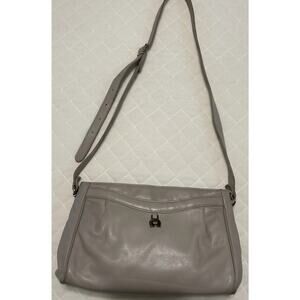 Vtg Etienne Aigner Leather Beige Crossbody Bag Shoulder Purse Brass Accent Retro